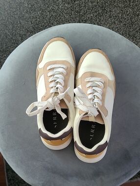 Serra White and Tan Women's Lace-Up Sneakers
